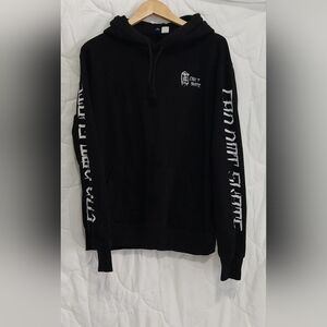 H&M Divided "Can't Skate" Mens size Medium Graphic Back/shoulder Black Hoodie